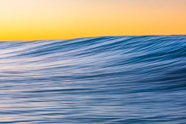 istock Motion blur of smooth ocean wave forming in golden light 2024682524