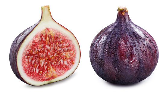 Fig isolated on white background. Fig macro studio photo. Fig with clipping path