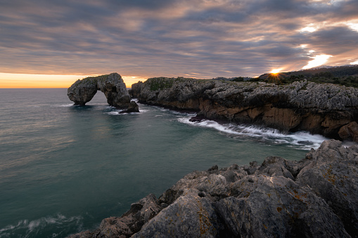 Cloudy sunrise in Asturias cantabric coast