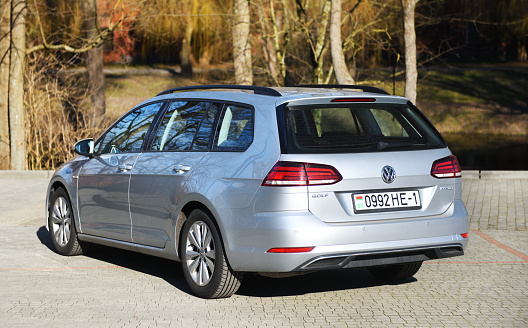 Belarus, Minsk -16.02.2024:Volkswagen Golf MK7 combi parked in the parking lot.Volkswagen Golf VII.