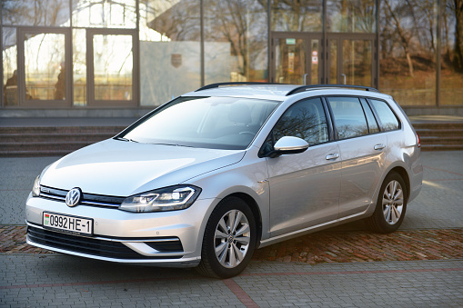 Belarus, Minsk -21.10.2023:Volkswagen Golf MK7 combi parked in the parking lot.Volkswagen Golf VII.