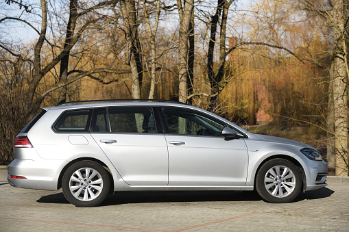 Belarus, Minsk -21.10.2023:Volkswagen Golf MK7 combi parked in the parking lot.Volkswagen Golf VII.