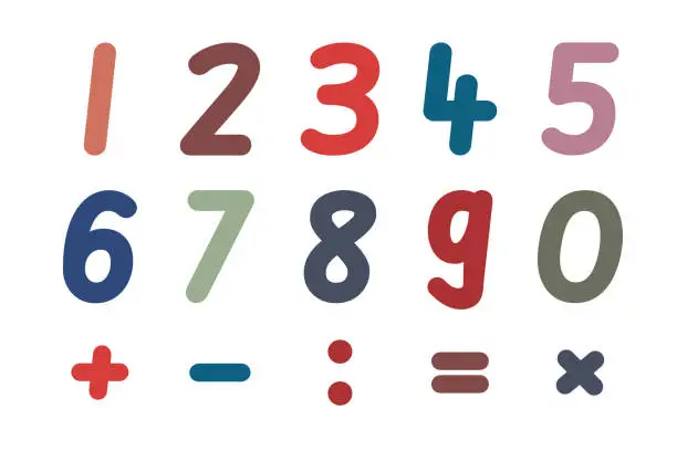 Vector illustration of A set of numbers with mathematical signs.