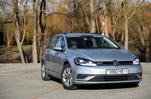 Belarus, Minsk -21.10.2023:Volkswagen Golf MK7 combi parked in the parking lot.Volkswagen Golf VII.