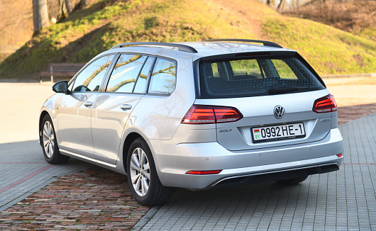 Belarus, Minsk -21.10.2023:Volkswagen Golf MK7 combi parked in the parking lot.Volkswagen Golf VII.