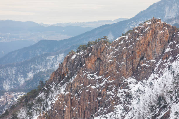 Seorak Mountain winter scenery covered in snow. Seoraksan, snow mountain