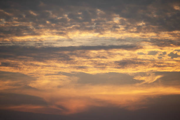 istock Real majestic sunrise sundown sky background with gentle colorful clouds 2024741237