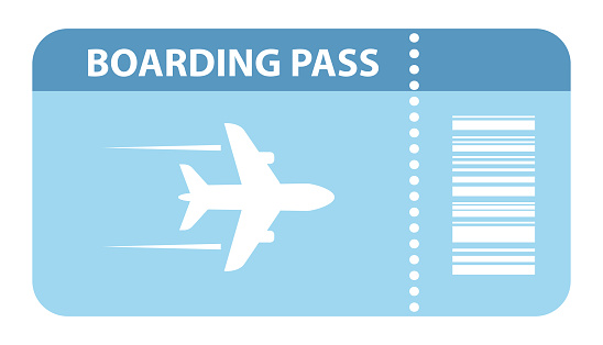 Airplane boarding pass vector icon on white background