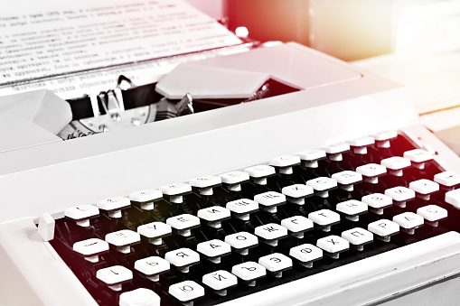 Vintage typewriter with Cyrillic font