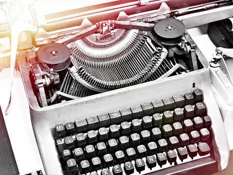 Vintage typewriter black white retro