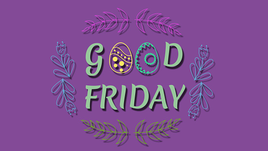 good Friday blessings decorated word on dark purple background.
