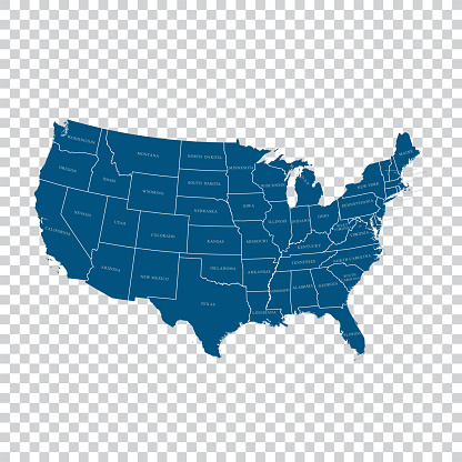 vector of the USA map on transparent background