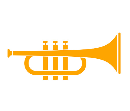 Brass trumpet vector icon isolated on white background