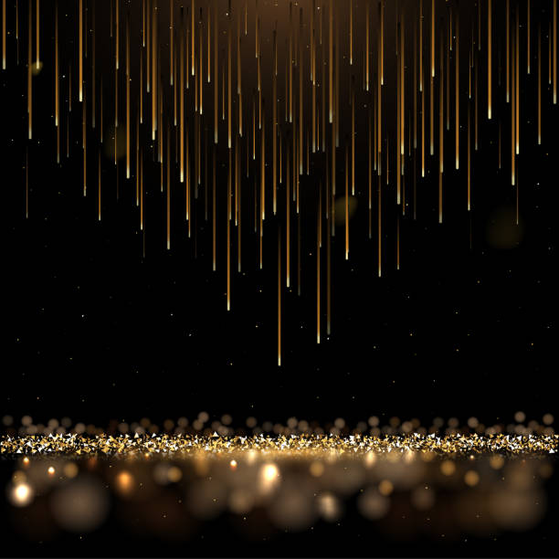 istock Golden abstract light rain. Falling glow glitter lights. Modern futuristic luxury night background with comets and meteors. Shiny sparkling vector illustration. Decoration for ceremony, party, event 2024796363