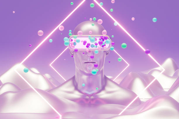 istock Man Wearing Virtual Reality Glasses, Futuristic Technology Background 2024798492