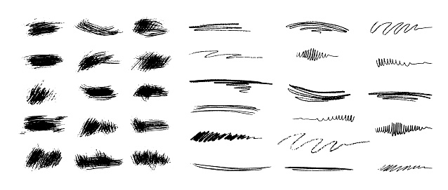 Underline Texture Handdrawn Vector Brush Underline Element Set For Accent Crayon Texture ...