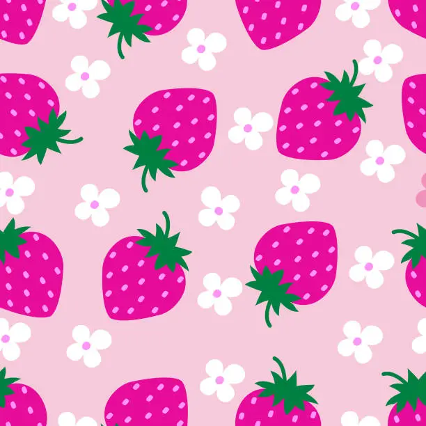 Vector illustration of Strawberry seamless pattern .