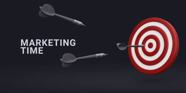 istock Marketing time concept. Targeting the business. Realistic 3d design red target and dart arrows. Vector illustration 2024836140