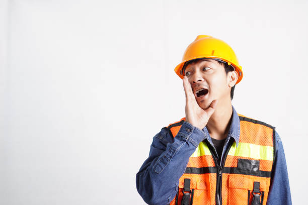 istock Asian engineer handsome man or architect looking forward with white safety helmet. prepare modern building construction. Worker asian man looking pose 2024839465