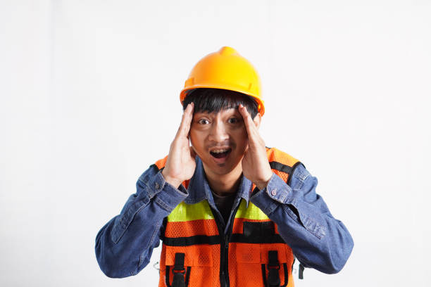 istock Asian engineer handsome man or architect looking forward with white safety helmet. prepare modern building construction. Worker asian man looking pose 2024840539