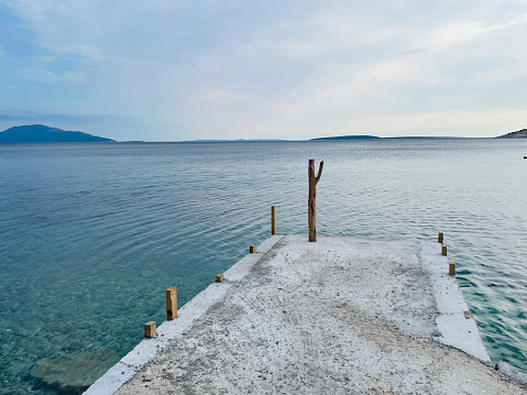 Scenic view of Adriatic sea with pier.