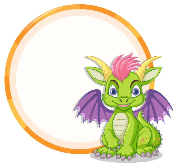 Vector illustration of Colorful, cute dragon with a friendly smile