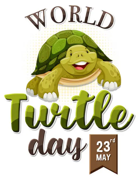Vector illustration of Cheerful turtle celebrating World Turtle Day