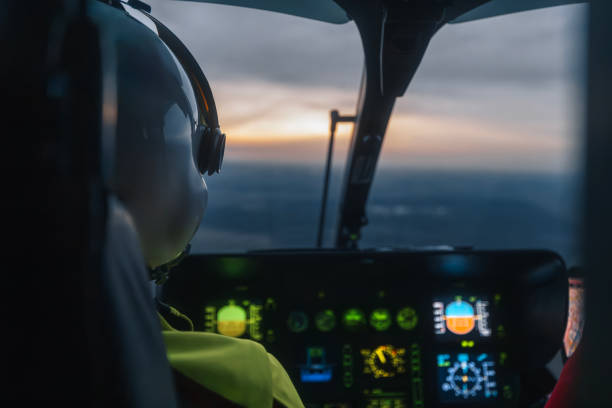 istock Helicopter emergency medical service flying at dusk 2024889663