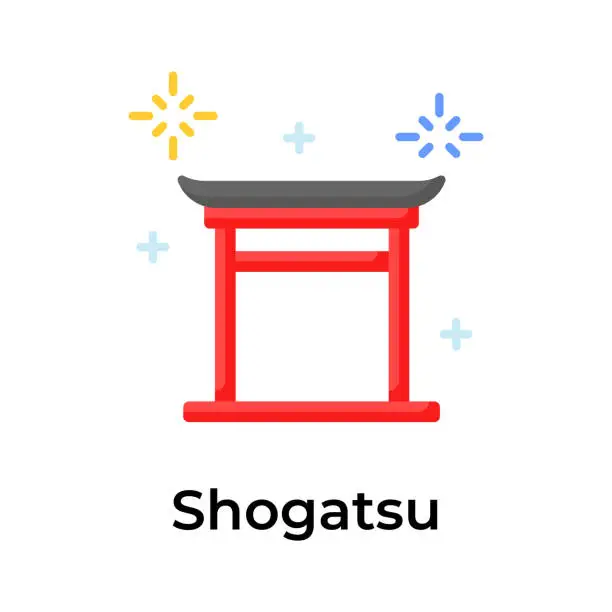 Vector illustration of Japanese new year icon in unique style, Shogatsu vector design.