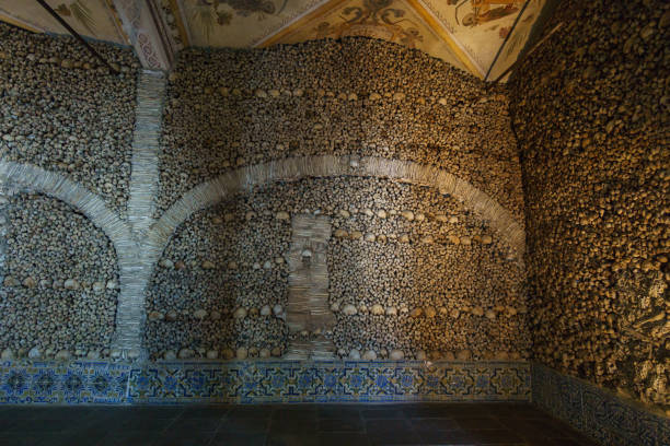 istock Famous Capela dos Ossos with human Bones at the St Francis Church or igreja de Sao Francisco in the old Town of the city Evora, Alentejo, Portugal 2024909653