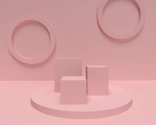istock 3D geometric pink background with product podiums. 2024934559
