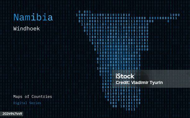 Namibia Map Shown In Binary Code Pattern Tsmc Matrix Numbers Zero One ...