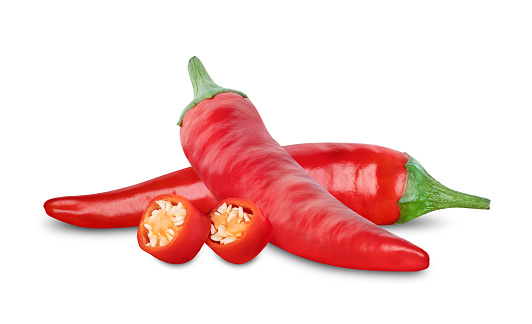 Spicy Chili pepper isolated on white background. Hot red chilli pepper.