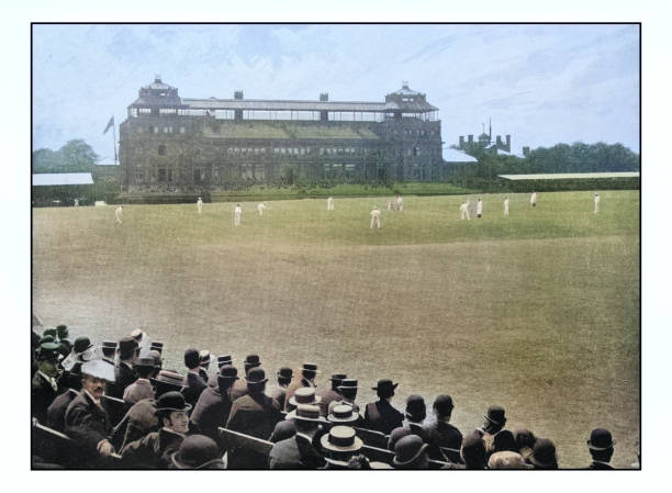 Antique London's photographs: Middlesex versus Surrey at Lord's Cricket ground Antique London's photographs: Middlesex versus Surrey at Lord's Cricket ground cricket team stock illustrations
