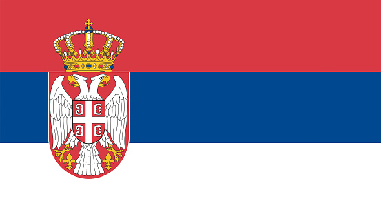 Serbia flag waving isolated on white background with clipping path. flag frame with empty space for your text.