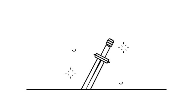 medieval sword for warrior animation video , old weapon with line art style motion graphic design