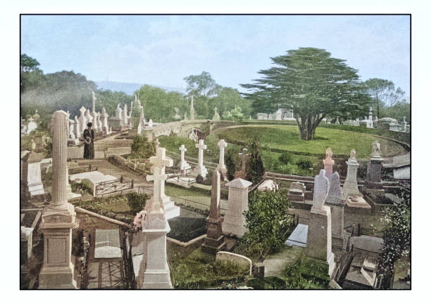 antique london's photographs: highgate cemetery - highgate cemetery stock-grafiken, -clipart, -cartoons und -symbole
