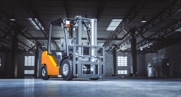 istock detail of a forklift inside an empty warehouse. 2025011051