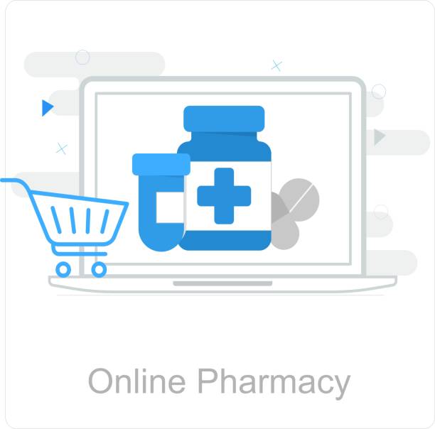 online pharmacy - digital tablet document technology nobody点のイラスト素材／クリップアート素材／マンガ素材／アイコン素材