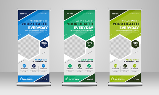 Hospital, doctor, dentist, dental or health service social media advertisement rack card, poster and flyer