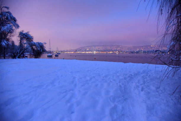 Switzerland- Versoix - sunset on Léman Lake