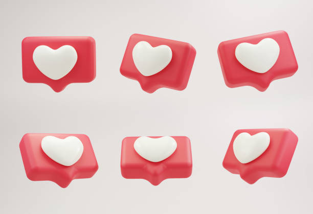 istock 3d rendered heart textbox, heart icon, love social media notification, emoticon on the chat box. Set Like heart icon on a red pin. Set of heart in speech bubble icon. 2025050579