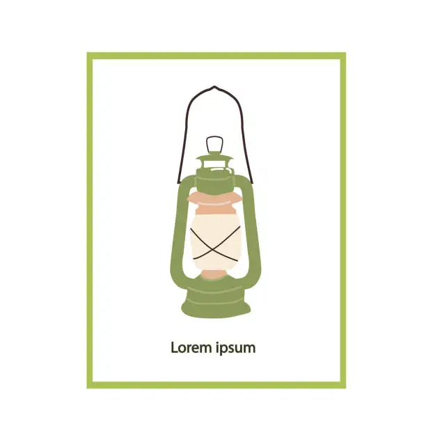 Vector illustration of Vintage gas lamp or lantern icon - card