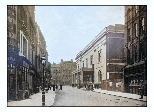 ilustrações, clipart, desenhos animados e ícones de antique london's photographs: drury lane theatre royal - drury lane