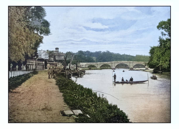 antique london's photographs: richmond bridge - richmond san rafael bridge stock illustrations