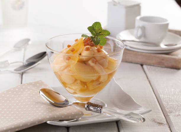 istock Caramelized pears bathed in English cream 2025094877