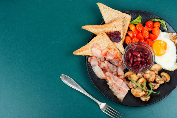 Full English breakfast on a plate.