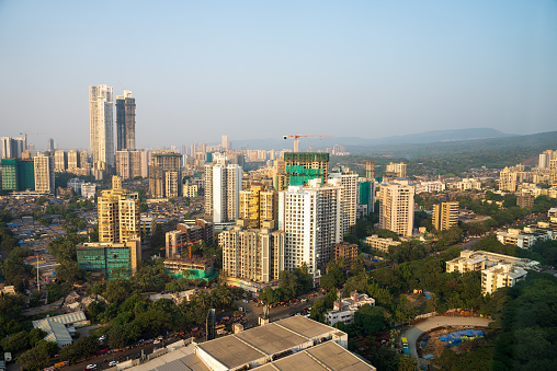 Mumbai city skyline wide shot