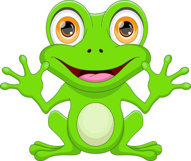 karikatur niedlicher frosch winkt - frog jumping pond water lily stock-grafiken, -clipart, -cartoons und -symbole