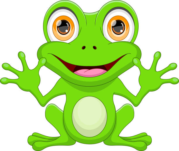 만화 귀여운 개구리 물결치는 - frog jumping pond water lily stock illustrations